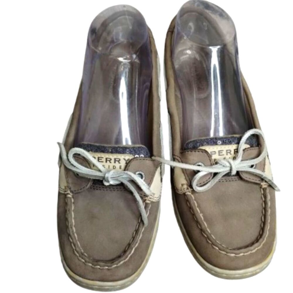 Sperry Top-Sider Women's Boat Shoes Brown Tan Sparkle Sequins Size 8 9535866